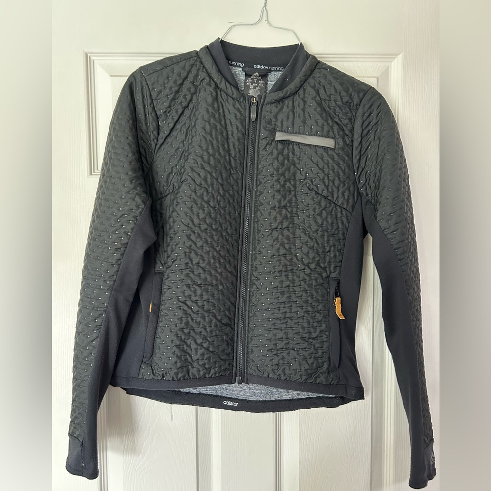 Adidas Black Bomber Jacket with Quilted Design size M